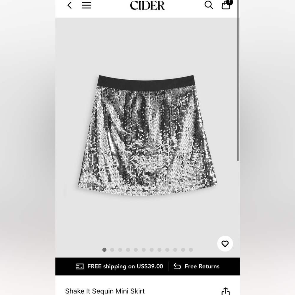 NWOT Sparkly silver sequiny skirt - Cider size XS